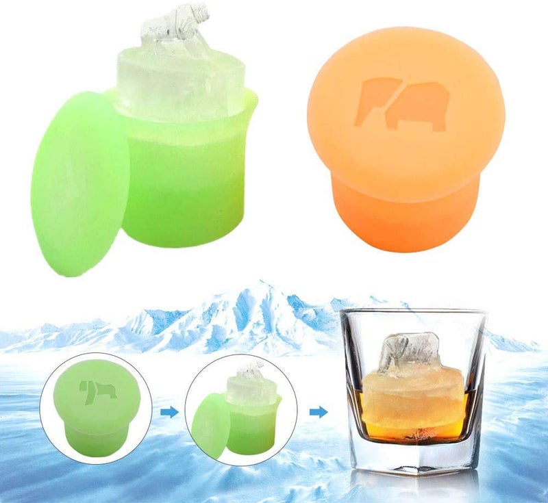 Ziaon Silicone Ice Cube Trays with Lids BPA Free Animal Ice Cube Mold Shapes Novelty Design Ice Cube Maker Elephant+Orangutan - Image 4