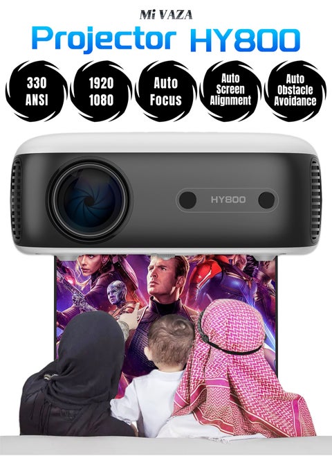 جهاز عرض LCD - 330 ANSI Lumen - التركيز التلقائي - محاذاة الشاشة التلقائية - تجنب العوائق تلقائيًا - دعم 4K - Android 11 - مسرح منزلي محمول - مناسب للألعاب والمكتب والأفلام
