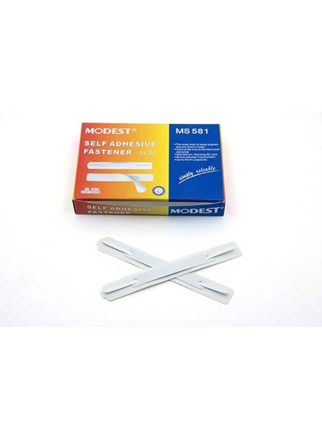 MODEST FILE FASTENER PLASTIC SELF ADHESIVE 8CM MS581 100'S - Image 2