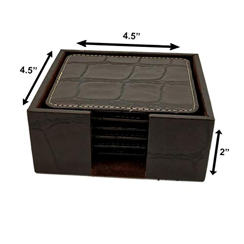 Luxxora Genuine Leather Square Shaped Coasters Set of 6| Heat-Resistant, Durable & Non-Slip Coasters for Home & Office I Perfect for Any Beverage (Color - Brown) - Image 3