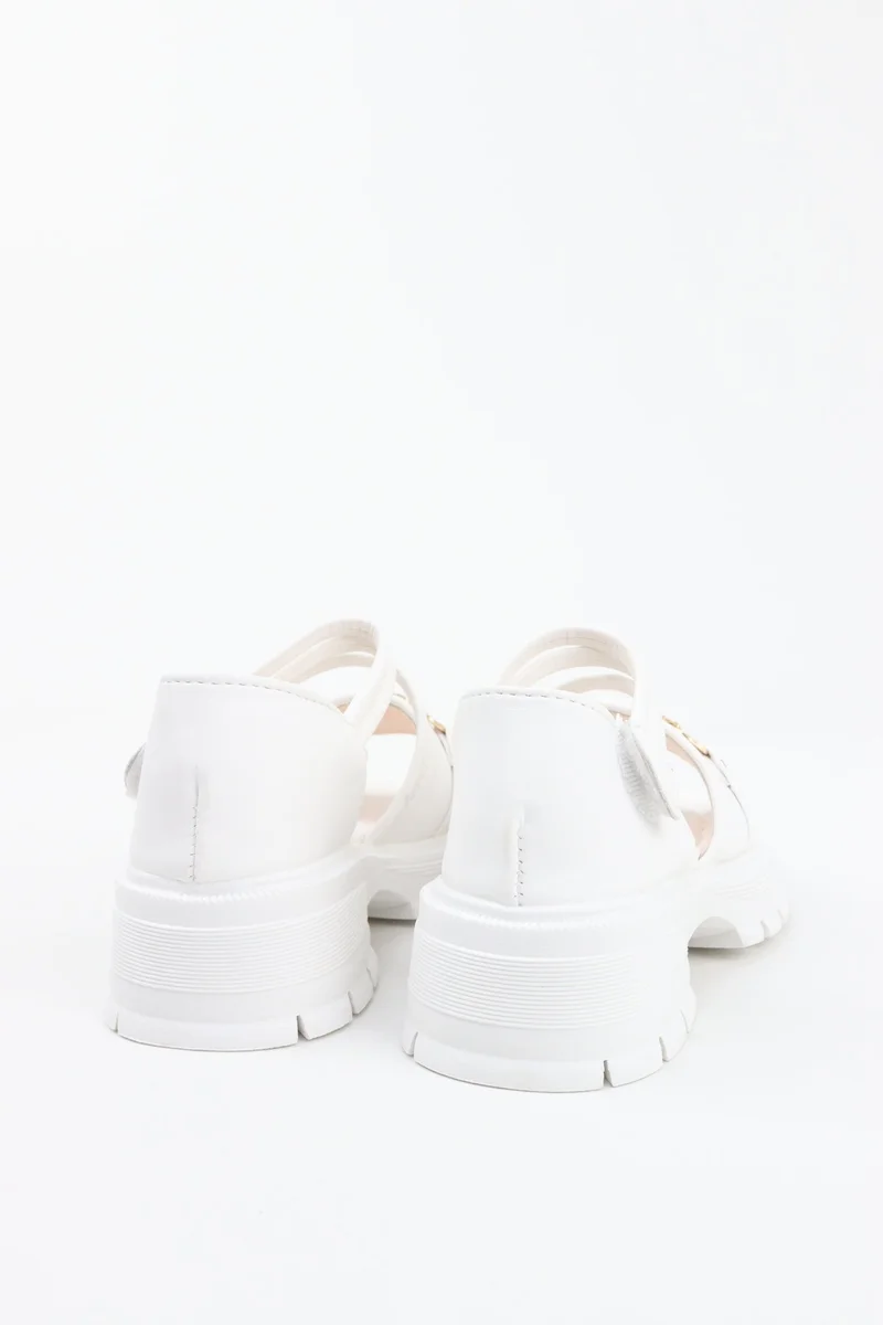Viny WHITE VINY Girls Wedge Heel Sandals – Elegant Rhinestone Buckle Sandals for Girls, Comfortable Platform Sandals, Princess Party & Wedding Footwear for Kids (Black, Pink, White, Beige) for Women | Best Price UAE
