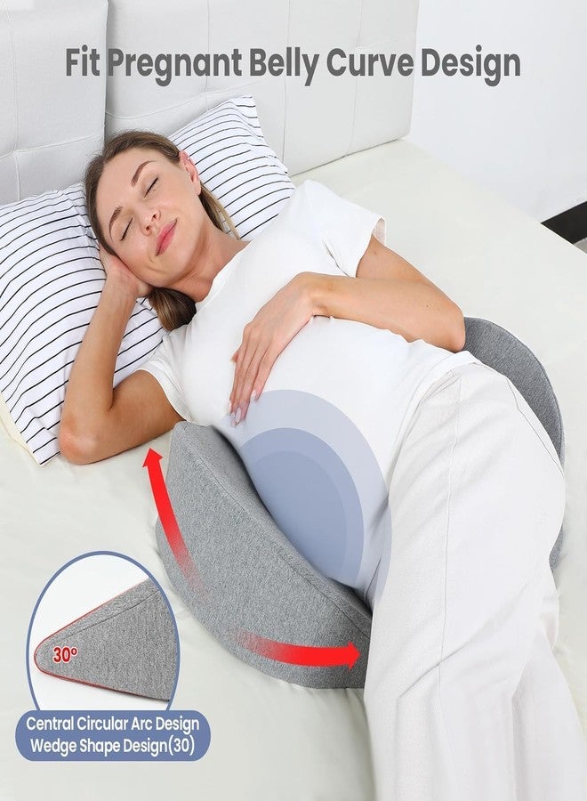 WEIKA Pregnancy Wedge Pillow for Sleeping, Upgraded Memory Foam Maternity Pillow for Pregnant Women, Pregnancy Body Pillow with Cooling Removable, Washable Cover, Support for Belly(Light Grey) - Image 2