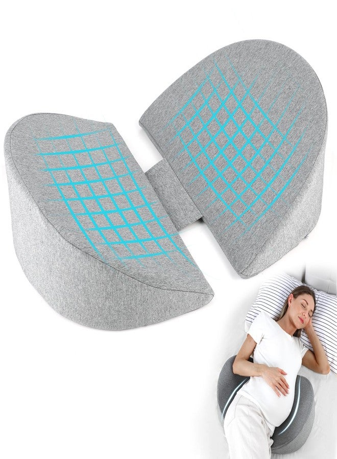 WEIKA Pregnancy Wedge Pillow for Sleeping, Upgraded Memory Foam Maternity Pillow for Pregnant Women, Pregnancy Body Pillow with Cooling Removable, Washable Cover, Support for Belly(Light Grey) - Image 1
