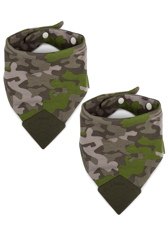 BooginHead Cotton Baby Bandana Teething Bib 2-Pack, Camouflage - Image 1