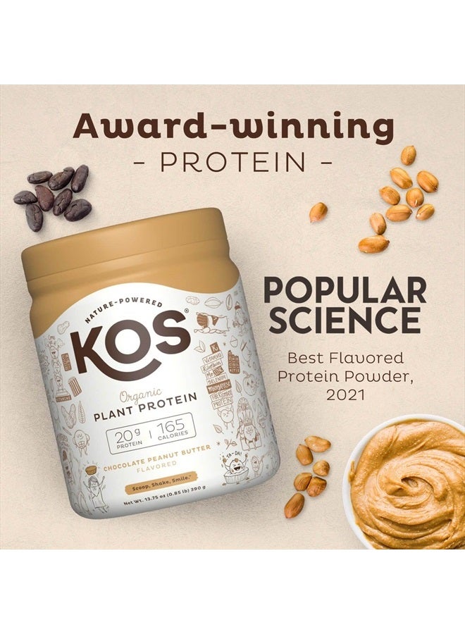 KOS مسحوق بروتين نباتي، زبدة الفول السوداني بالشوكولاتة - مزيج بروتين البازلاء منخفض الكربوهيدرات، غذاء خارق عضوي معتمد من وزارة الزراعة الأمريكية مع الفيتامينات والمعادن - كيتو، فول الصويا، خالٍ من منتجات الألبان - بديل للوجبات للنساء والرجال - 10 حصص - Image 3