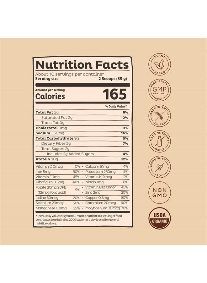KOS مسحوق بروتين نباتي، زبدة الفول السوداني بالشوكولاتة - مزيج بروتين البازلاء منخفض الكربوهيدرات، غذاء خارق عضوي معتمد من وزارة الزراعة الأمريكية مع الفيتامينات والمعادن - كيتو، فول الصويا، خالٍ من منتجات الألبان - بديل للوجبات للنساء والرجال - 10 حصص - Image 4