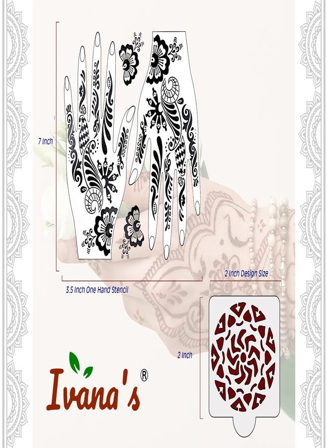 Ivana's Set of 20 Pcs Combo Pack, Reusable Mehandi Design Sticker Stencils for Both Hand | Mehendi Stencil for Full Hand | Quick and Easy to Use, for Girls, Women, Kids & Teen, D-2202 - Image 5