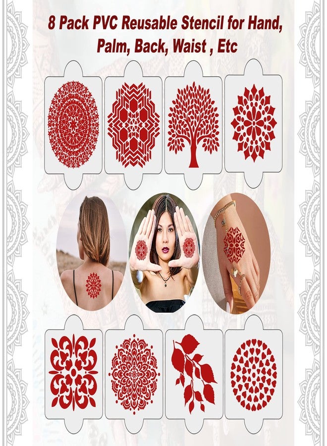 Ivana's Set of 20 Pcs Combo Pack, Reusable Mehandi Design Sticker Stencils for Both Hand | Mehendi Stencil for Full Hand | Quick and Easy to Use, for Girls, Women, Kids & Teen, D-2202 - Image 3