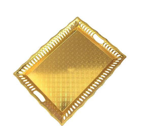 rewrapp Rewrapp Golden Rectangle Plastic Gift Hamper Tray Elegant Golden Color Ideal for Presenting Gifts Treats and Hampers Size 13 x 10 Inches Perfect for Special Occasions and Celebrations - Image 2