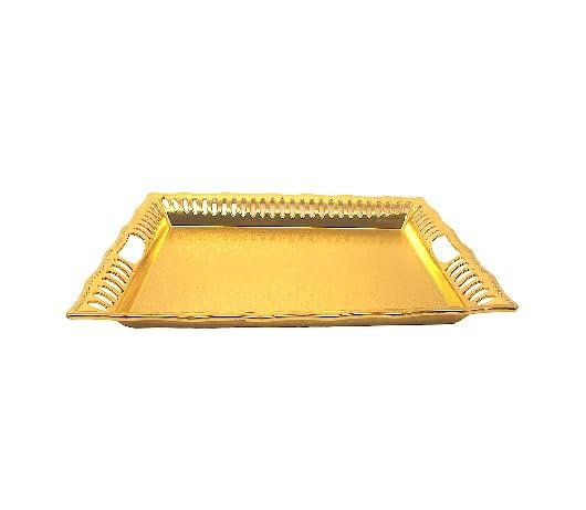 rewrapp Rewrapp Golden Rectangle Plastic Gift Hamper Tray Elegant Golden Color Ideal for Presenting Gifts Treats and Hampers Size 13 x 10 Inches Perfect for Special Occasions and Celebrations - Image 3