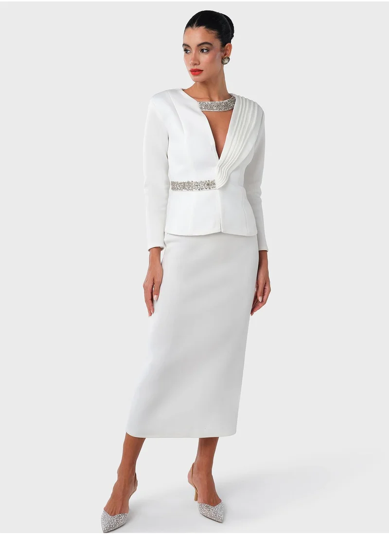 Threadz by Ajooni Asymmetric White Dress
