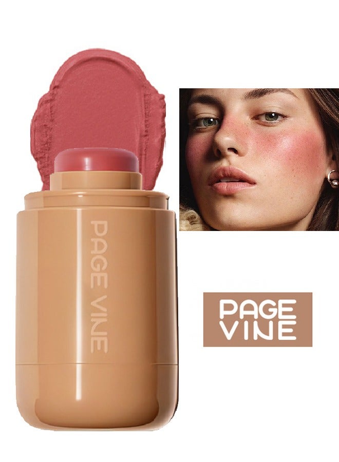 PAGE VINE Pocket Blush -  Long Lasting Smooth Lipstick Blush Stick, Matte Highly Chroma Blusher Paste, Waterproof Blusher Cream #05 - Image 1