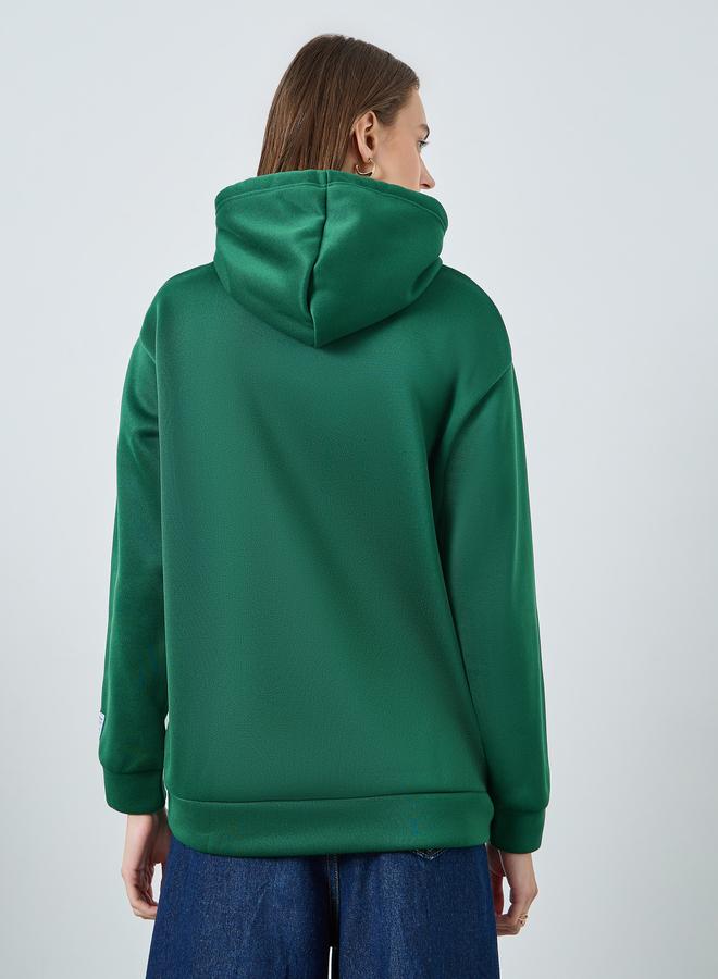 Styli Longline Slogan Print Zip Up Hoodie - Image 5