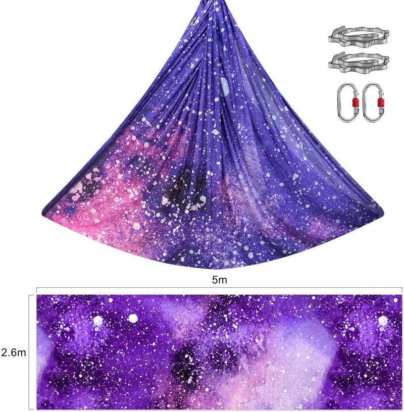 Flife Aerial Yoga Hammock kit- Yoga Swing Multicolor 5 yards-Flying Yoga Include Daisy Chain,Carabiner and Pose Guide - Image 3