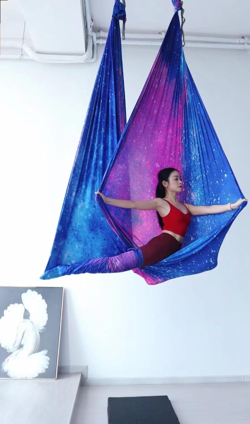 Flife Aerial Yoga Hammock kit- Yoga Swing Multicolor 5 yards-Flying Yoga Include Daisy Chain,Carabiner and Pose Guide - Image 2