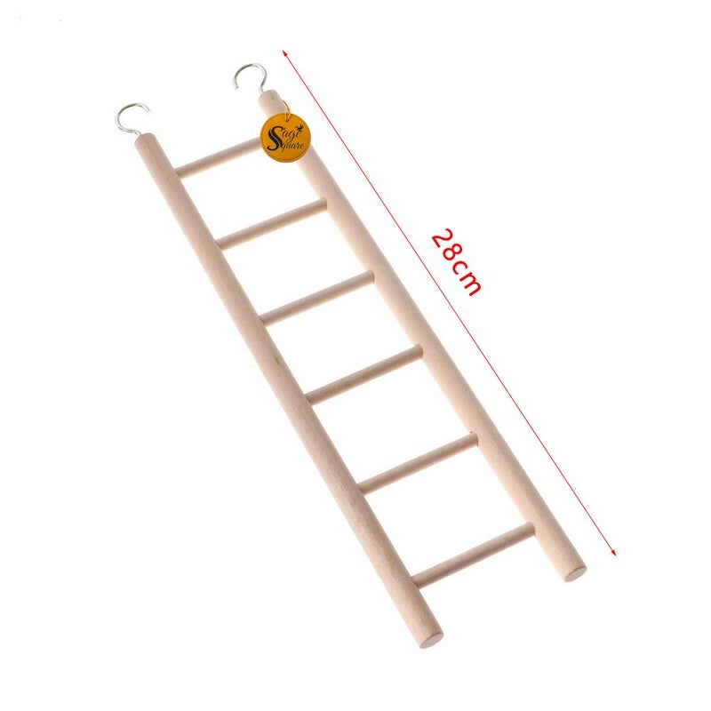 Sage Square Playful Natural Wooden Climbing Ladder Toy for Exercise & Fun || with Hooks to Hang on || for Birds, Parrot, Budgies and Other Small, Medium Large Bird || 6 Level / 30cm - Image 2