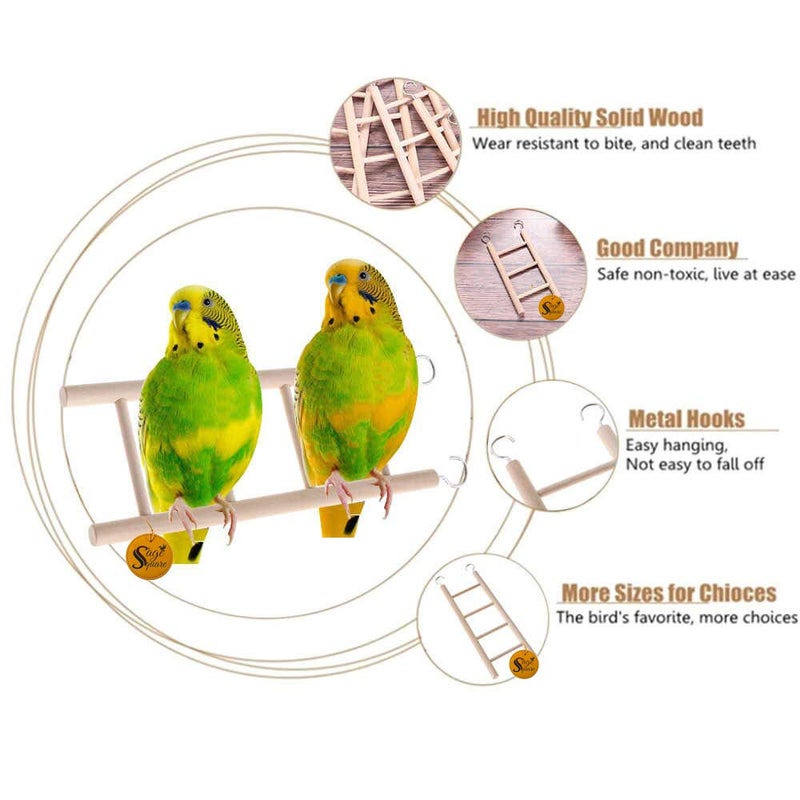 Sage Square Playful Natural Wooden Climbing Ladder Toy for Exercise & Fun || with Hooks to Hang on || for Birds, Parrot, Budgies and Other Small, Medium Large Bird || 6 Level / 30cm - Image 3