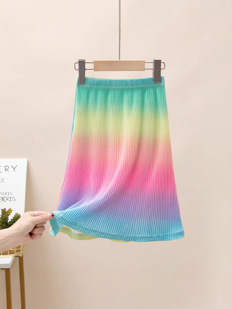2025 Summer Girl'S Colorful Loose Casual Home Half-Length Nightdress Girl'S Western-Style Breathable Beach Folded Dress - Image 3