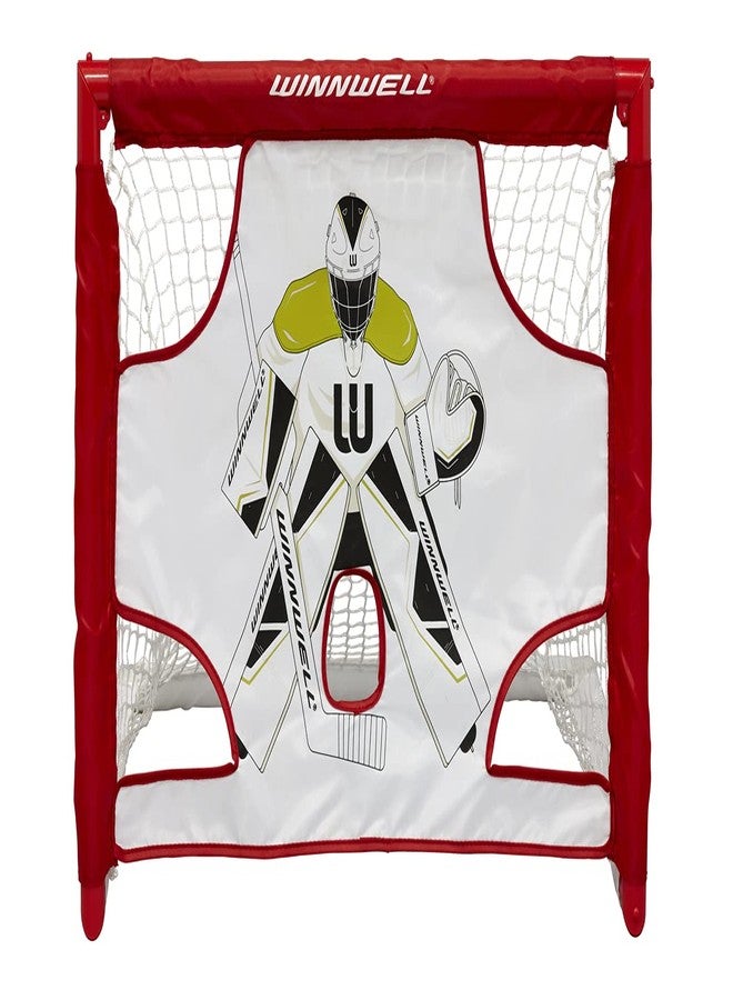 Winnwell Knee Hockey Goal Set - Indoor & Outdoor Hockey Training Equipment with Net Shooting Target, Sticks, Ball & Carry Case - Image 1