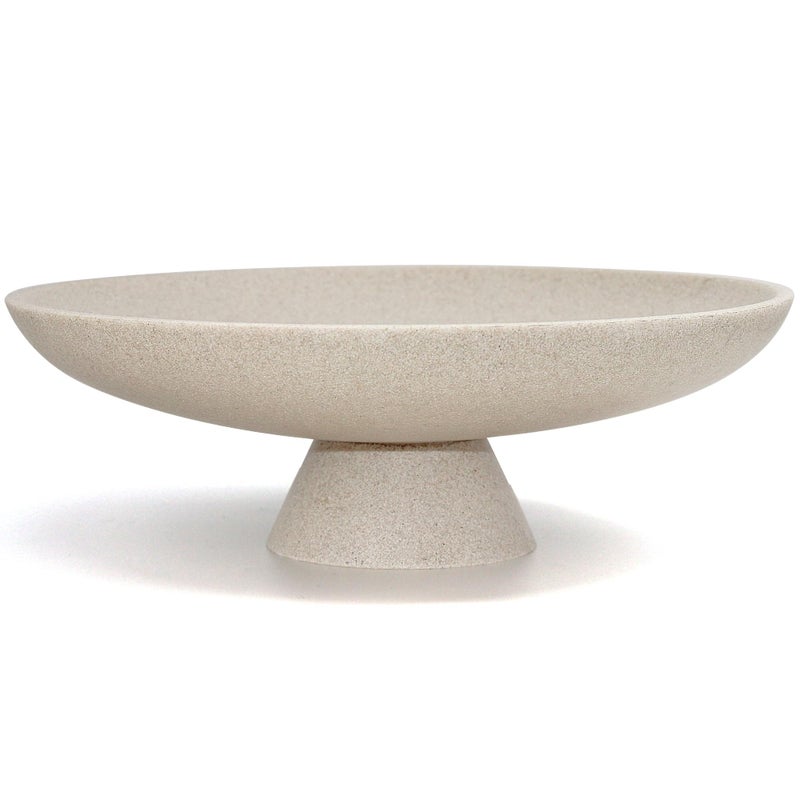 LIN CHUAN Large Decorative Bowl, Modern Resin Pedestal Bowl for Home Decor, Stylish Fruit Bowl for Kitchen Counter, Chic Key Holder for Entry Table, Beige - Image 1
