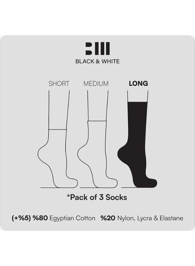 Black & White Cotton White Long socks High Quality of Egyptian Cotton - Image 4