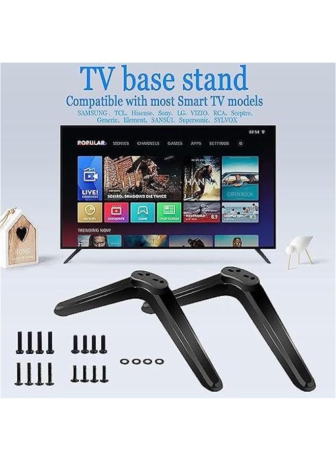 HOOKOR - TV Stand Legs, Table Top TV Stand Base Replacement Legs for Most 32 to 55 Inch LCD LED for Samsung LG Sony VIZIO TCL KONKA TVs, with Cable Management, Hold up to 99lbs - Image 1