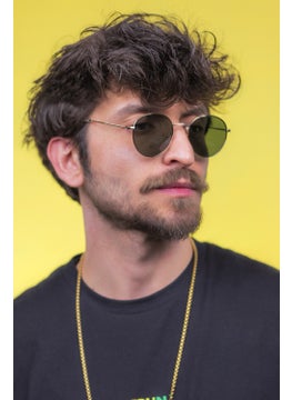 Focus On Round Gold Green Sunglasses  - Image 5