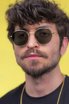 Focus On Round Gold Green Sunglasses  - Image 3