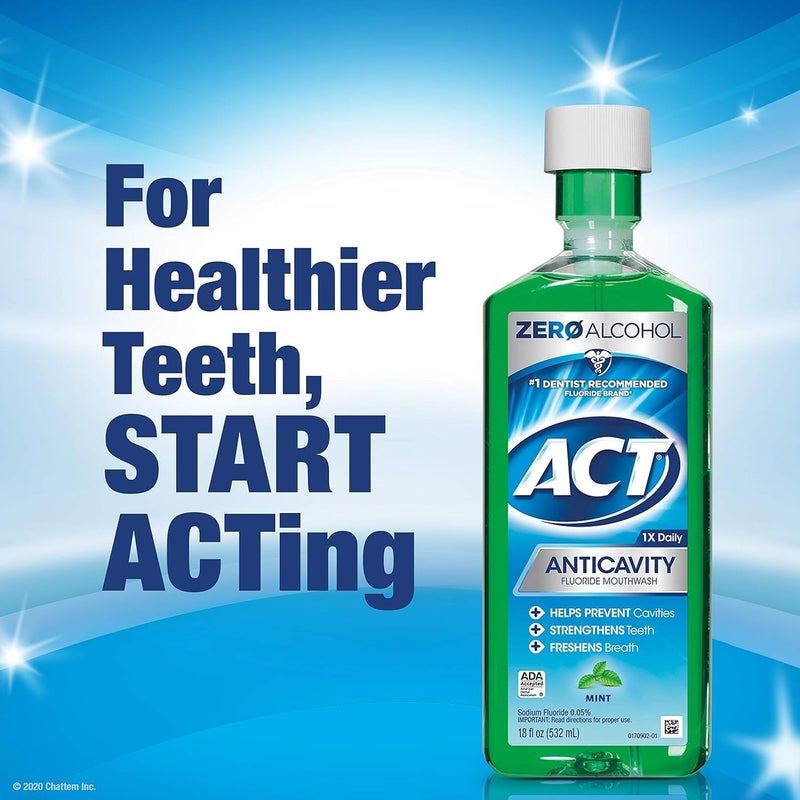 ACT غسول فم مضاد للتسوس بالفلورايد بنكهة النعناع 18 أونصة (عبوة من 4) - Image 5