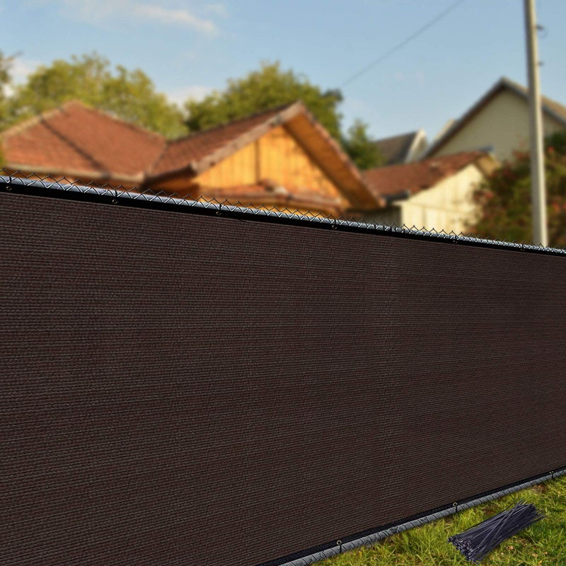 iCover 4x50ft Privacy Screen Fence, Outdoor Fencing Panels, Garden Windscreen Mesh Shade Sail Net Barrier, Include Reinforced Bindings and Brass Grommets Cable Zip Ties, Brown - Image 3