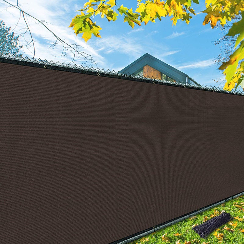 iCover 4x50ft Privacy Screen Fence, Outdoor Fencing Panels, Garden Windscreen Mesh Shade Sail Net Barrier, Include Reinforced Bindings and Brass Grommets Cable Zip Ties, Brown - Image 1