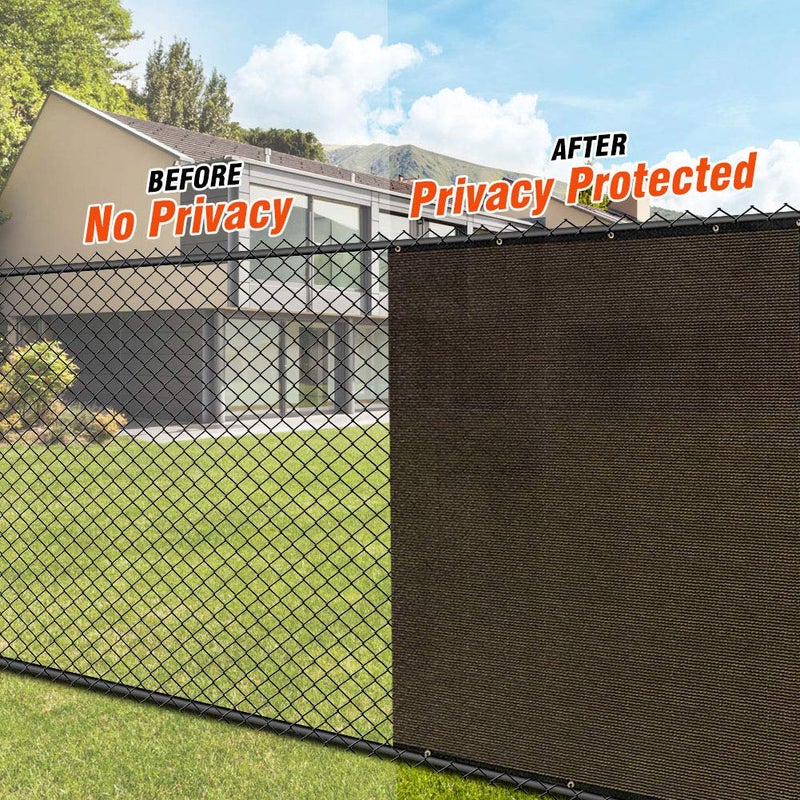 iCover 4x50ft Privacy Screen Fence, Outdoor Fencing Panels, Garden Windscreen Mesh Shade Sail Net Barrier, Include Reinforced Bindings and Brass Grommets Cable Zip Ties, Brown - Image 2