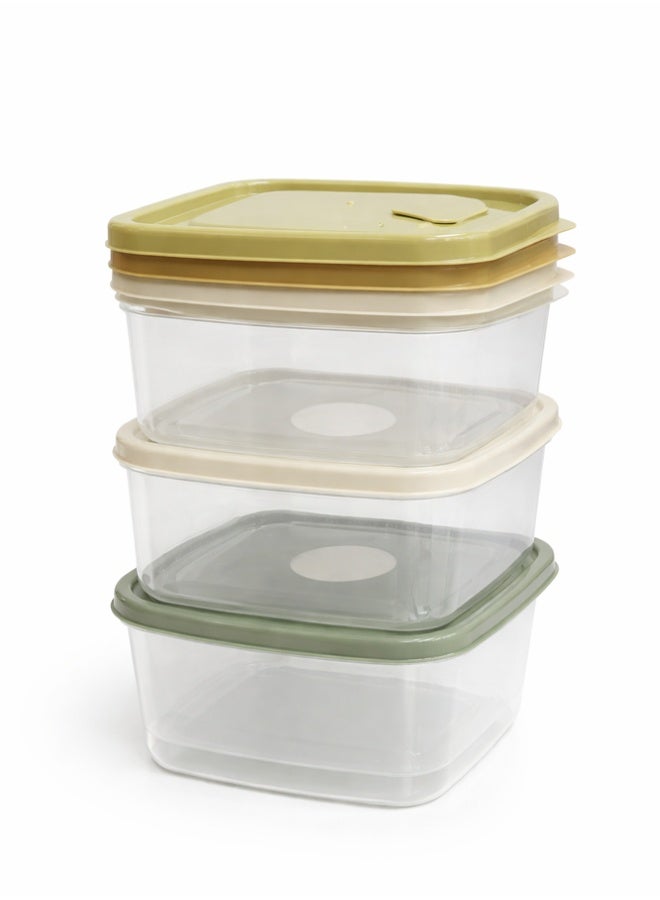 4pc Airtight Food Storage Container Set – Stackable Kitchen Pantry Organizers – Leak-Proof Clear Plastic Meal Prep Bins with Earth-Toned Lids - Image 4