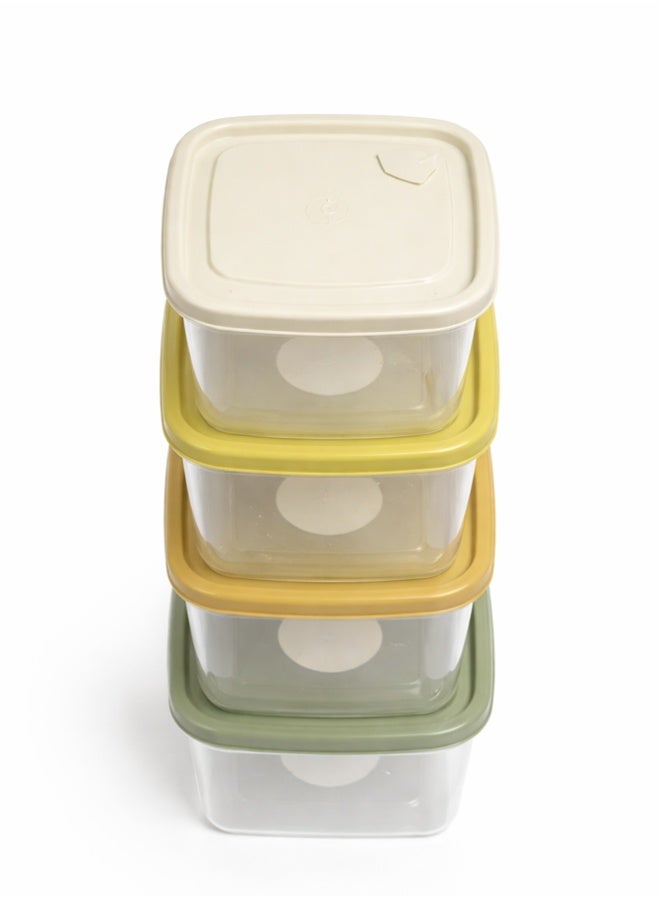 4pc Airtight Food Storage Container Set – Stackable Kitchen Pantry Organizers – Leak-Proof Clear Plastic Meal Prep Bins with Earth-Toned Lids - Image 3