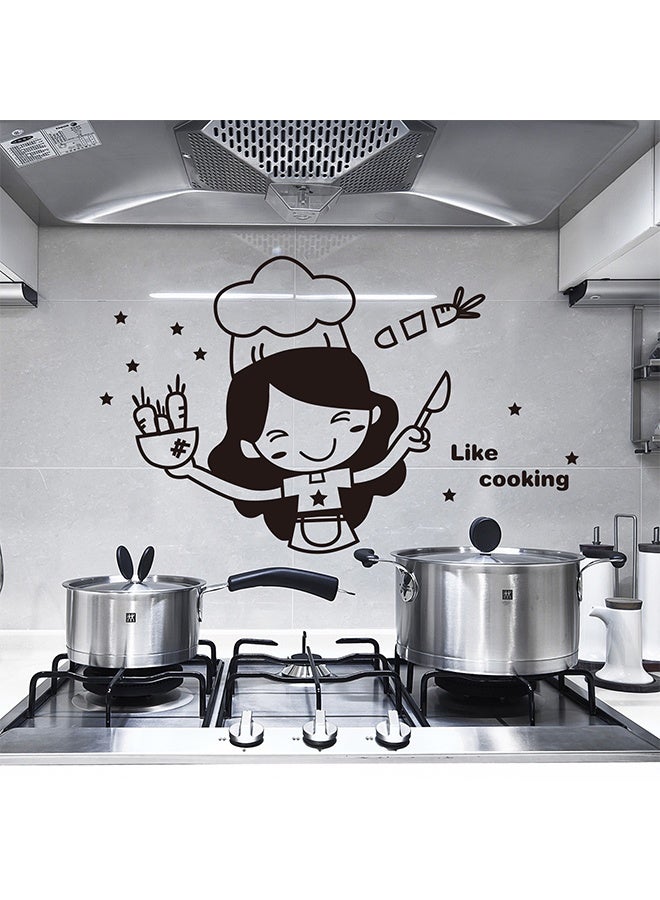 2PCS Cute Chef Chopping Kitchen Wall Sticker Multicolour 20x30cm - Image 2