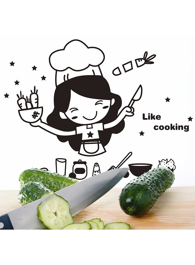 2PCS Cute Chef Chopping Kitchen Wall Sticker Multicolour 20x30cm - Image 1