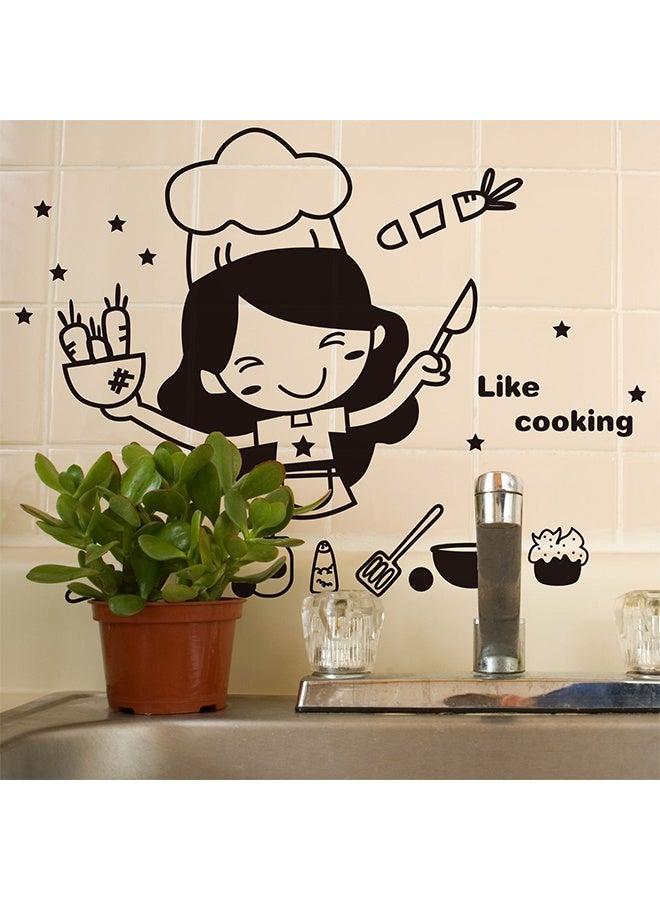 2PCS Cute Chef Chopping Kitchen Wall Sticker Multicolour 20x30cm - Image 3