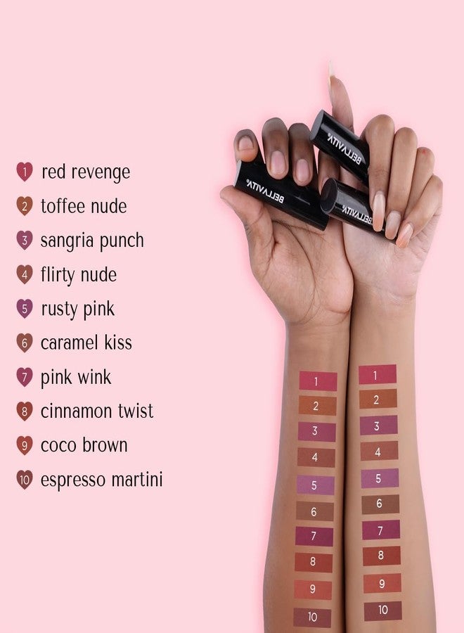 BellaVita Comfort Matte Priming Lipstick, Intense Colour, Creamy Matte Finish, Intense Moisturisation, Smooth Glide, Advance Color Locking Technology, Talc Free, Toffee Nude, 3.5 gm - Image 5