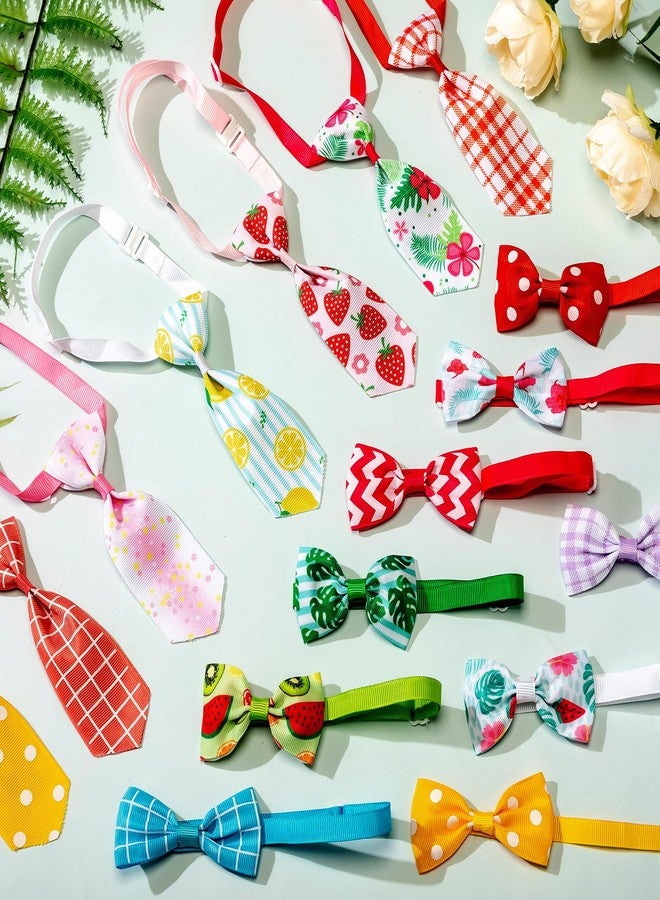 Reginary 100 Pieces Dog Bow Tie Collar Set Includes 50 Neckties and 50 Bow Ties Adjustable Cat Dog Bowties Neckties for Small Medium Puppy Cat Hawaii Summer Spring Style Grooming Accessories - Image 4