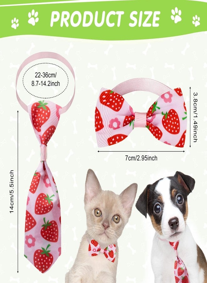 Reginary 100 Pieces Dog Bow Tie Collar Set Includes 50 Neckties and 50 Bow Ties Adjustable Cat Dog Bowties Neckties for Small Medium Puppy Cat Hawaii Summer Spring Style Grooming Accessories - Image 2
