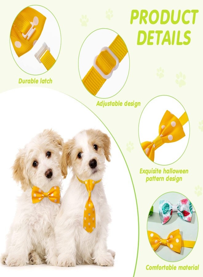 Reginary 100 Pieces Dog Bow Tie Collar Set Includes 50 Neckties and 50 Bow Ties Adjustable Cat Dog Bowties Neckties for Small Medium Puppy Cat Hawaii Summer Spring Style Grooming Accessories - Image 3