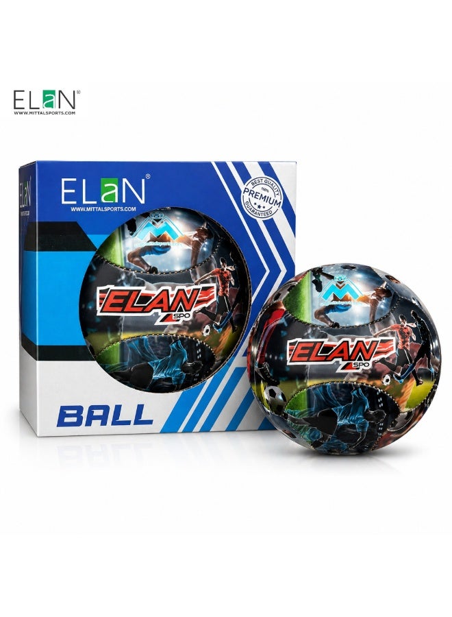 إيلان كرة قدم ELAN PUPVC مطبوعة رقميًا مع علبة هدايا فاخرة - مقاس رسمي 5، كرة قدم PVC مطبوعة عالية الدقة، كرة تدريب متينة مناسبة لجميع الأحوال الجوية للأطفال والكبار (متعددة الألوان) - Image 1