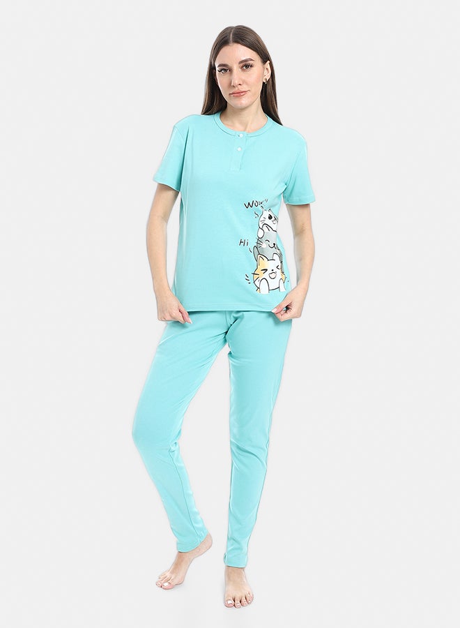 Red Circle pajama with panda print and buttons - Image 1
