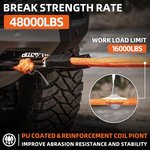 ALL-TOP Kinetic Rope Kit (Reflective) w/ 2 Soft Shackles, 48000Lbs, 1in x 30ft, Heavy Duty 30+% Elasticity, 16000Lbs Work Load Limit - Image 3