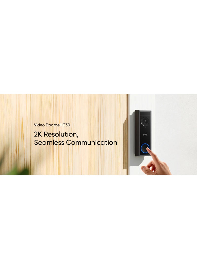 إيوفي كاميرا باب فيديو أمان لاسلكية C30 من eufy، مكالمة فيديو مباشرة، دقة 2K FHD، تعمل بالبطارية، عرض واسع 16:9، سهلة التركيب، كشف الحركة والأشخاص، متوافقة مع HomeBase S380، بدون رسوم شهرية - Image 5