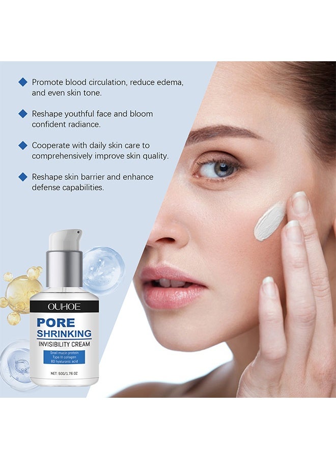 OUHOE Pore Shrinking Invisibility Cream,Pore Minimizer & Reducer for Face,Oil Control Firming,Tightening Pores,Moisturizing,Lightens Fine Lines Conceals Pores Cream 50G - Image 5