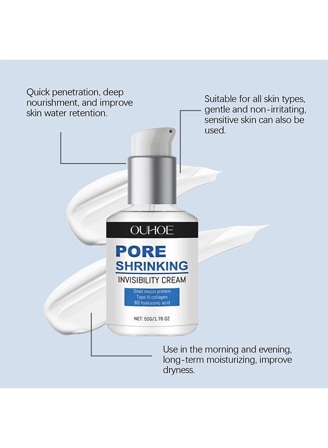 OUHOE Pore Shrinking Invisibility Cream,Pore Minimizer & Reducer for Face,Oil Control Firming,Tightening Pores,Moisturizing,Lightens Fine Lines Conceals Pores Cream 50G - Image 3