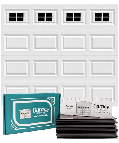 Merhoff Larkin Magnetic Garage Door Windows | Fits 1 Car Garage | Strong & Glossy Real Look | Decorative Black Window Decals | Magnets Hardware Set | Faux Kit | Perfect Decoration & Easy Installation Home Upgrade - Image 1