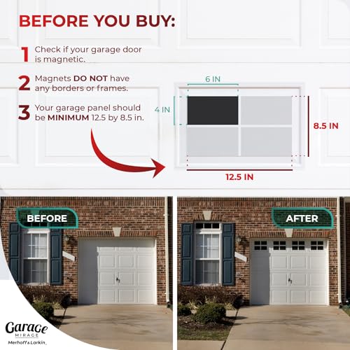 Merhoff Larkin Magnetic Garage Door Windows | Fits 1 Car Garage | Strong & Glossy Real Look | Decorative Black Window Decals | Magnets Hardware Set | Faux Kit | Perfect Decoration & Easy Installation Home Upgrade - Image 3