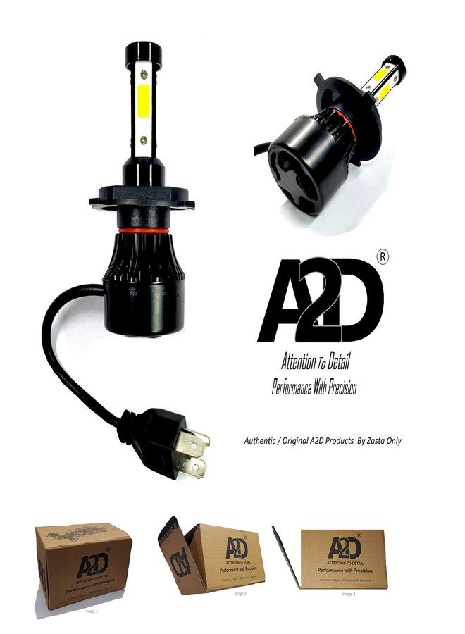 A2D 12V 36W 3-Side Led Full Cobe H4 Hs1 Ultra Bright Bike Headlight Bulb Replacement Kit 6000K High-Low Beam-White for Bajaj Platina 125 - Image 2